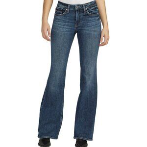NWT Silver Jeans Mid Rise Slim Fit Most Wanted Flare In Indigo 33 Inches